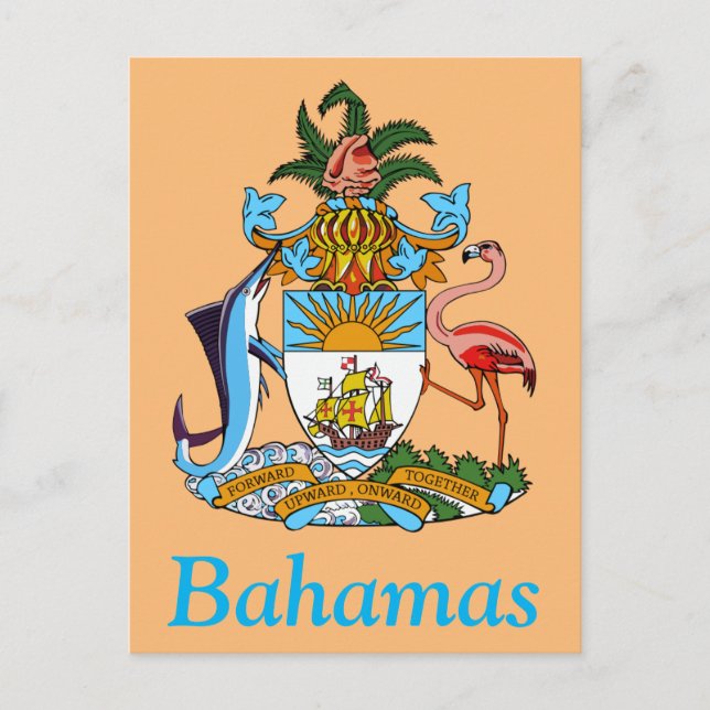 Carte Postale Bahamas avec armoiries (Paradis des Caraïbes) (Devant)