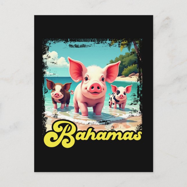 Carte Postale Bahamas Pignoires - Exuma Pig Beach Adventure (Devant)