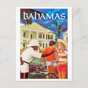 Carte Postale Bahamas,policier poli menant le chemin à couple