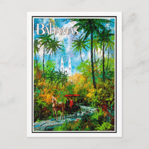 Carte Postale Bahamas, voyager à travers la jungle, vintage, voy