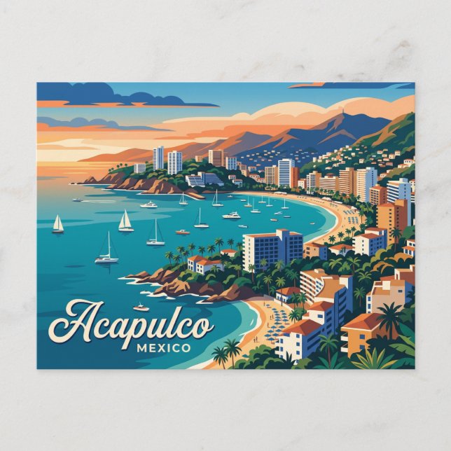 Carte Postale Baie d'Acapulco Mexique (Devant)