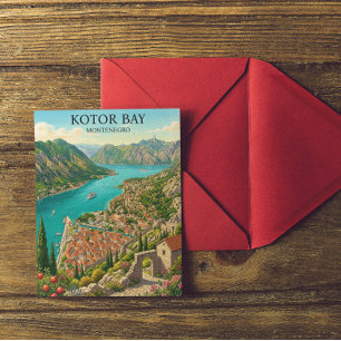 Carte Postale Baie de Kotor Monténégro Voyage Rétro Vintage