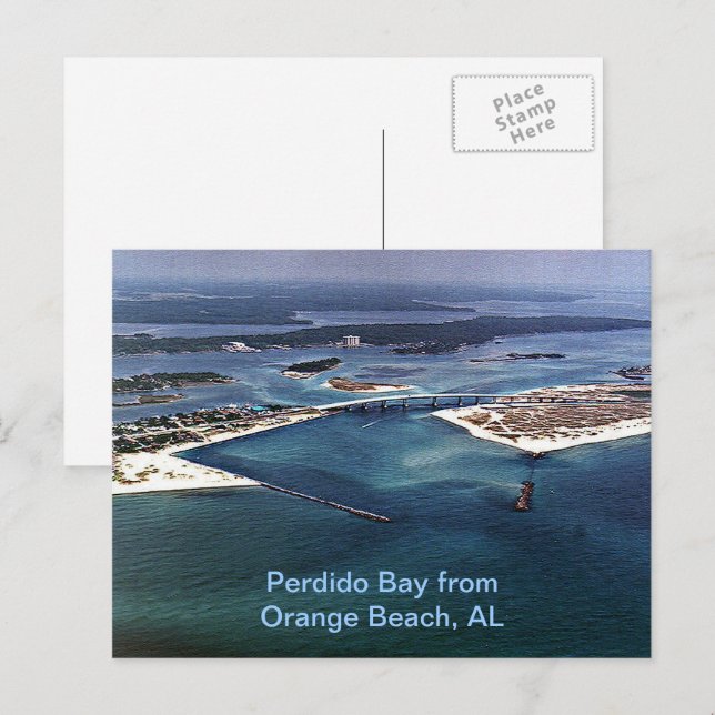 Carte Postale Baie de Perdido depuis Orange Beach, AL (Devant / Derrière)