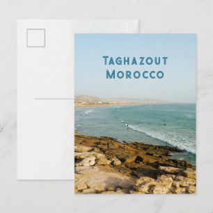 Carte Postale Baie de Taghazout et surfeurs, photo de voyage au 
