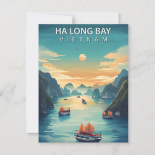Carte Postale Baie d'Halong Vietnam Bateaux Vintage