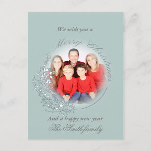 Carte Postale Baies blanches sur la couronne bleue photo noël