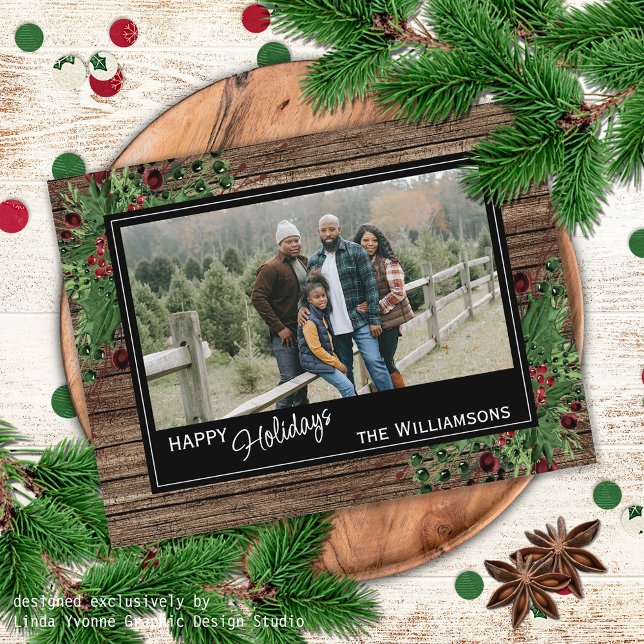 Carte Postale Baies rouges Baies vertes Holly mignonne Feuillage (Créateur téléchargé)