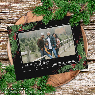 Carte Postale Baies rouges Baies vertes Holly mignonne Feuillage