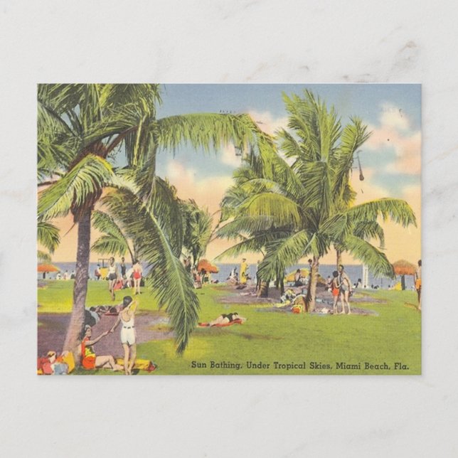 Carte Postale Baignade au soleil, Ciel tropical, Miami Beach, Fl (Devant)