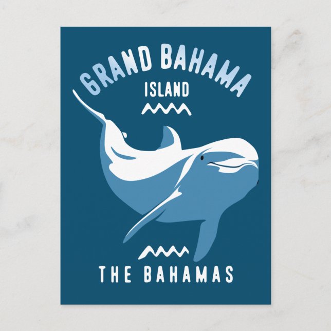 Carte Postale Baignade avec Dolphins Grand Bahama Plongée sous-m (Devant)