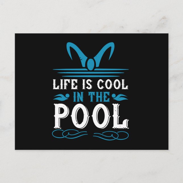 Carte Postale Baignade - La vie est cool dans la piscine (Devant)