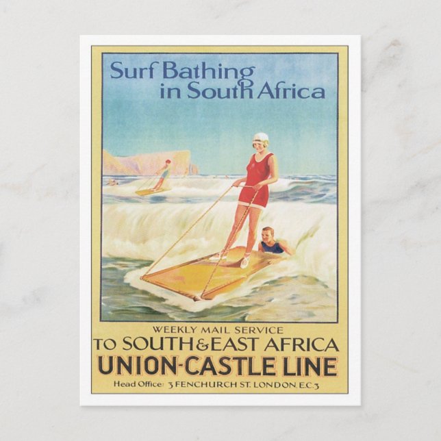 Carte Postale Baignade vintage surf Afrique du Sud (Devant)