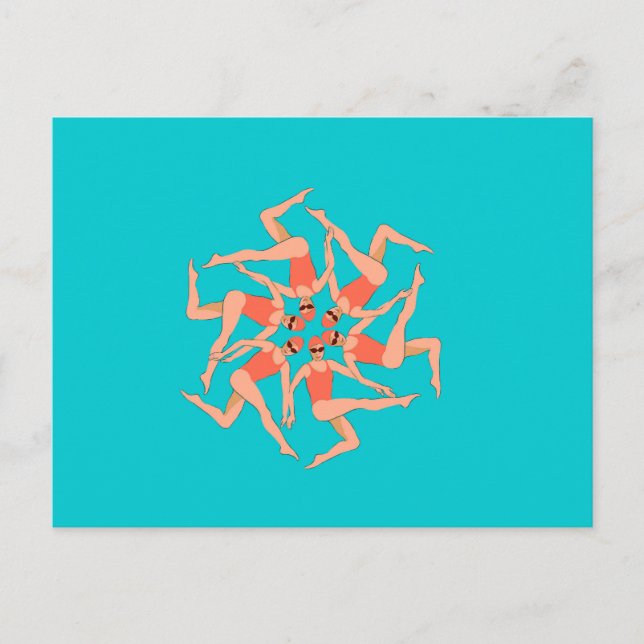 Carte Postale Baigneurs - Chorégraphie de natation synchronisée (Devant)