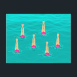 Carte Postale Baigneurs Nager Synchronisé Sous L'Eau<br><div class="desc">Nage synchronisée sous l'eau - Les nageurs artistiques se suspendent à l'envers. Dessin numérique abstrait moderne. Un cadeau pour les amoureux de la baignade,  l'équipe de natation,  l'entraîneur de natation... </div>