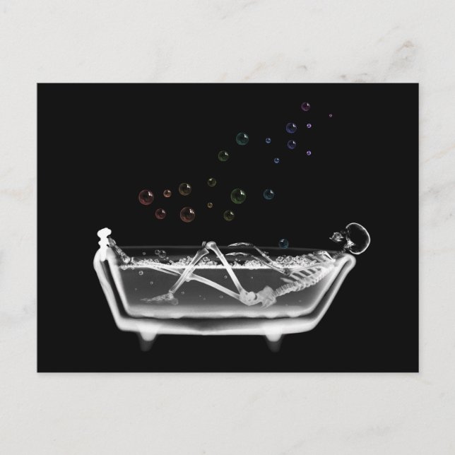 Carte Postale Bain à remous X-Ray Skeleton - Rainbow Bubbles (Devant)