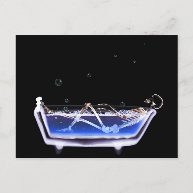 CARTE POSTALE BAIN À REMOUS X RAY VISION SKELETON - ORIGINAL (Devant)