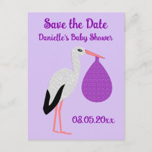 Carte Postale Bain de bébé de genre neutre Violet Bébé Cigogne