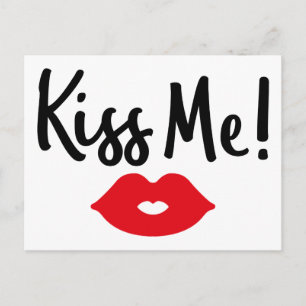 Carte Postale Baiser Amour Rouge Rouge à lèvres Mariage Fiançail