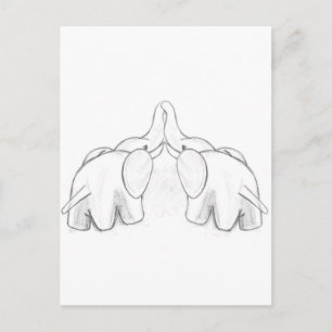 Carte Postale Baiser les éléphants
