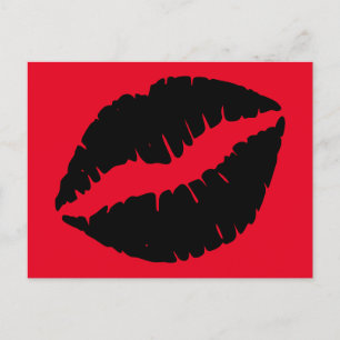 Carte Postale Baiser rouge vif et rouge noir