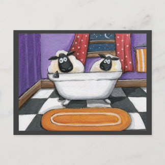 Carte Postale Baisse du mouton | Moutons dans un bain Illustrati