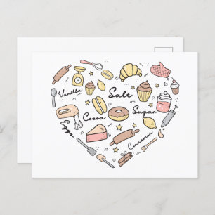 Carte Postale Baker Heart Funny Boulangerie Cuisine pâtisserie C