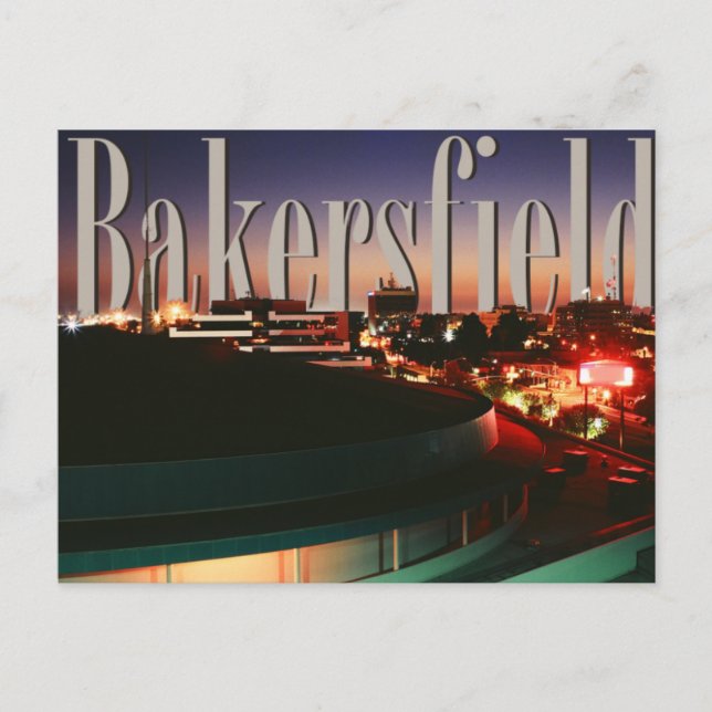 Carte Postale Bakersfield Skyline avec Bakersfield dans le ciel (Devant)
