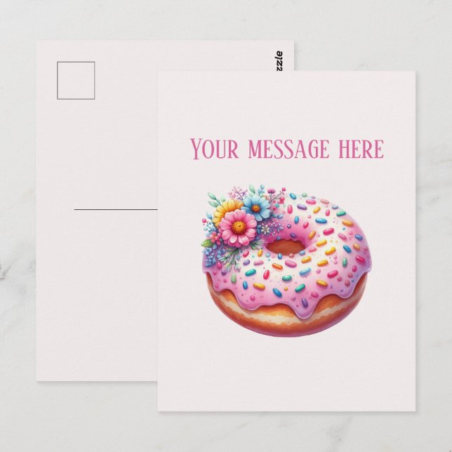 Carte Postale Bakery add message business name bakery doughnut  (Devant / Derrière)