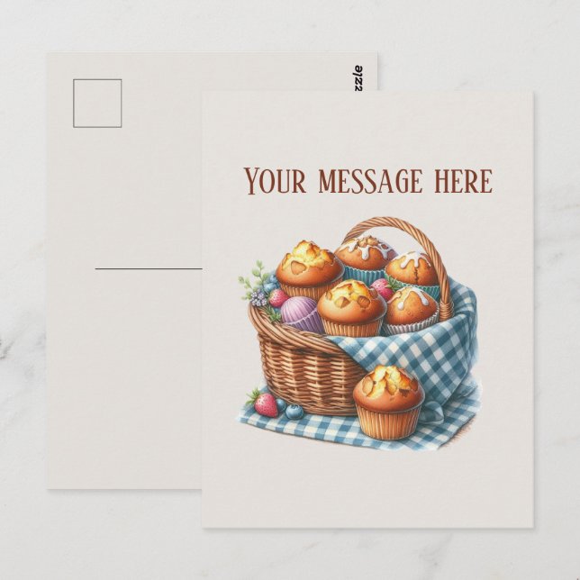 Carte Postale Bakery add message Business name muffins (Devant / Derrière)