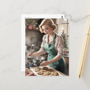 Carte Postale Baking Christmas Cookies Aquarelle