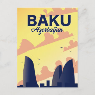 Carte Postale Bakou Azerbaïdjan Tours à flamme Affiche de vacanc