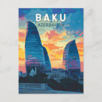Bakou Azerbaïdjan Travel Art Vintage