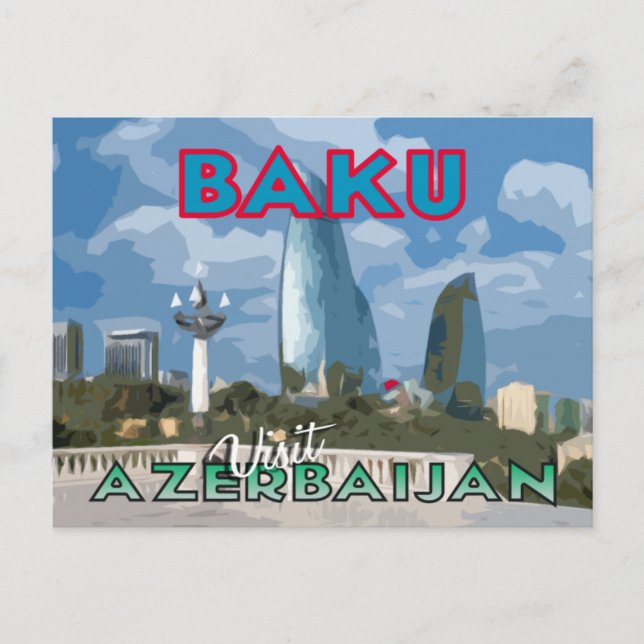 Carte Postale Bakou, Visit Azerbaijan Postcard (Devant)