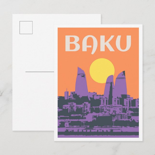 Carte Postale Baku Azerbaijan Art vintage Travel (Devant / Derrière)