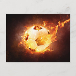 Carte Postale Bal de football en feu