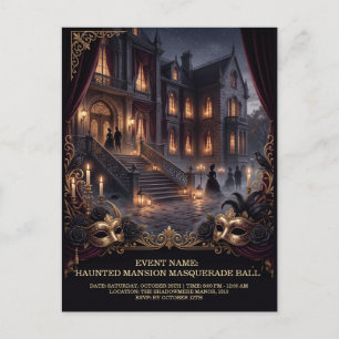 Carte Postale Bal masqué gothique de la Maison hantée Halloween