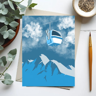 Carte Postale Balade en gondole   Peinture d'hiver de montagne d