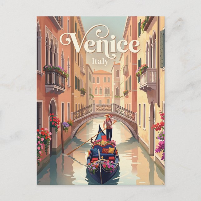 Carte Postale Balade en gondole vénitienne Italie (Devant)