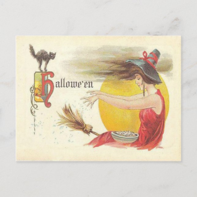 Carte Postale Balai de Sorcière Magique (Devant)