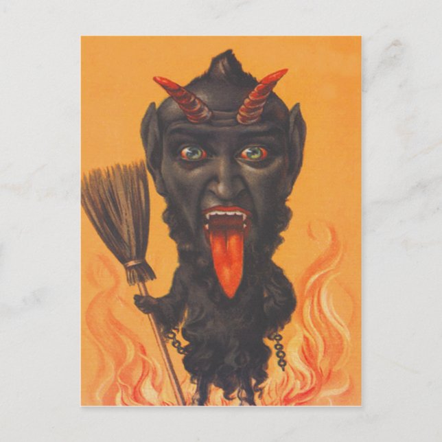 Carte Postale Balai des Enfers de Krampus Chaînes (Devant)