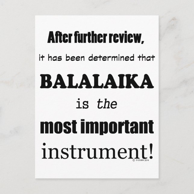 Carte Postale Balalaika instrument le plus important (Devant)