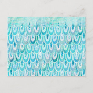Carte Postale Balances de poissons Turquoise bleu brillant