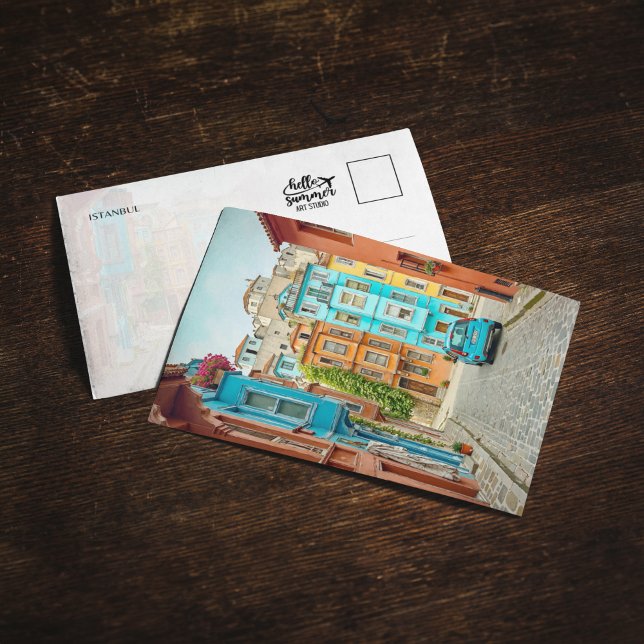 Carte postale Balat Istanbul Turkey Watercolor (Créateur téléchargé)