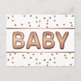 Carte Postale Balcon bébé   Élégant Baby shower Rose or