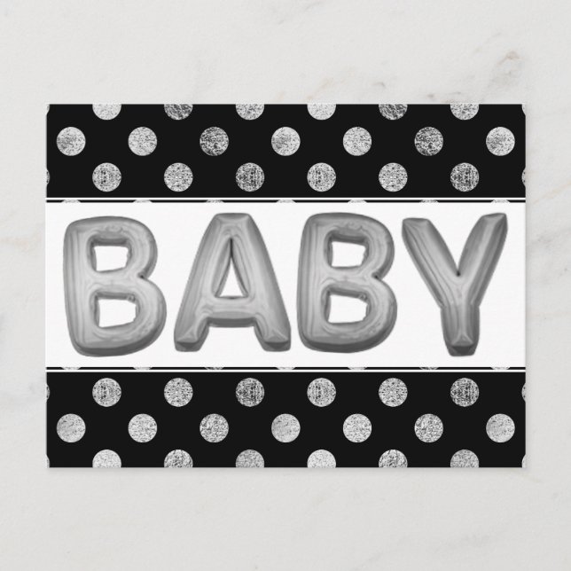 Carte Postale Balcon bébé | Unisex Silver Douche ou Révéler (Devant)
