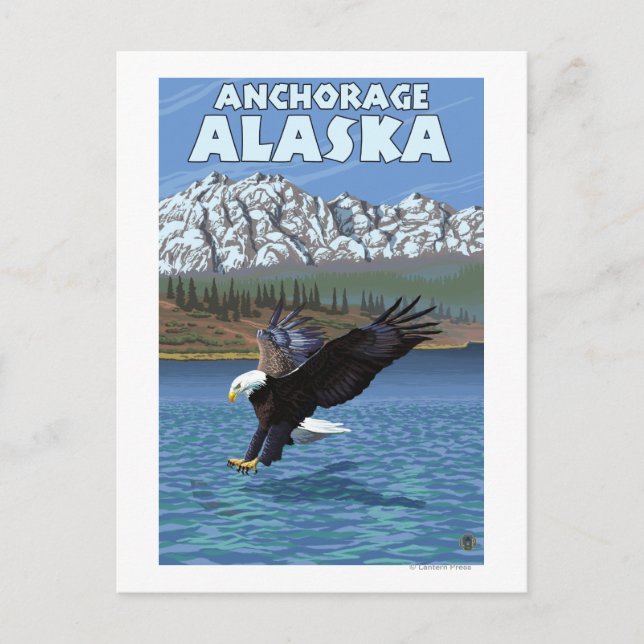 Carte Postale Bald Eagle Diving - Anchorage, Alaska (Devant)