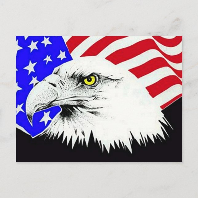 Carte postale Bald Eagle et American Flag (Devant)