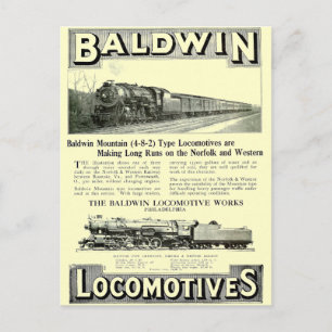Carte Postale Baldwin Steam Locomotive Mountain Type en 1924