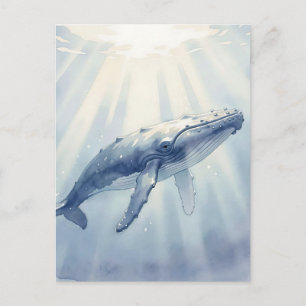 Carte Postale Baleine à bosse aquarelle océan