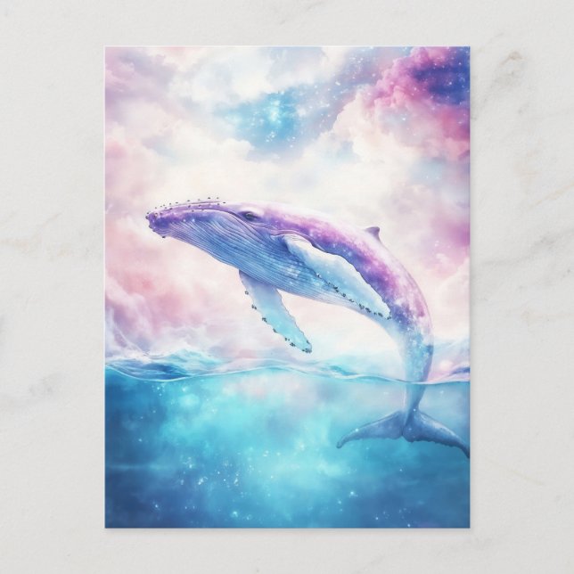 Carte Postale Baleine à Bosse Émergeant sur une Galaxie au Couch (Devant)